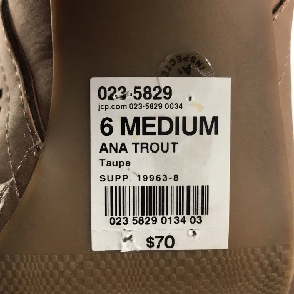 ANA TROUT—Wm’s Taupe Open Toe/Heel Mesh Ankle Sandals Stacked 3”Heel Side Zip—6M - Picture 5 of 16
